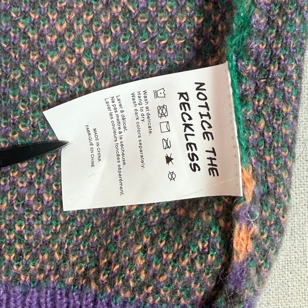 Notice The Reckless x Asa Steinars Oversized Geometric Crewneck Sweater Womens M - Picture 11 of 13